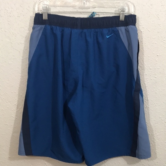 Nike Blue Spell Out Elastic Waist Swim Trunks size M - Picture 2 of 10